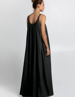 Gathered Maxi Dress - Black