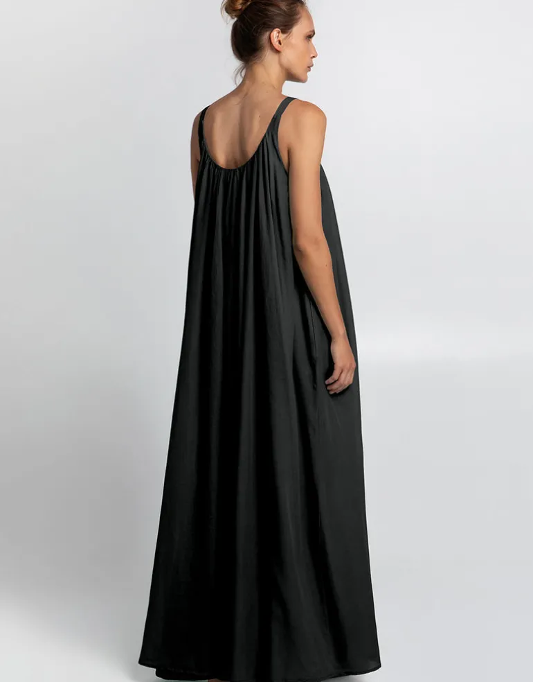 Gathered Maxi Dress - Black