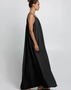 Gathered Maxi Dress - Black