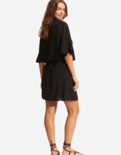 Gia Scallop Kaftan - Black