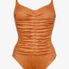 Glance Ruched Underwired Swimsuit - Metallic Apricot