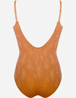 Glance Ruched Underwired Swimsuit - Metallic Apricot