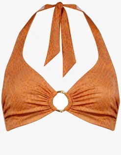 Glance Underwired Halter Bikini Top - Metallic Apricot