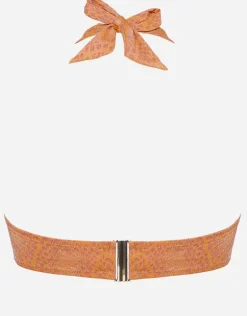 Glance Underwired Halter Bikini Top - Metallic Apricot