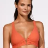 Honesty Banded Bikini Top - Flame