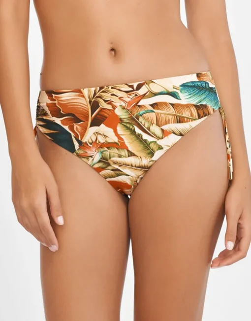 Hypnotic Adjustable Bikini Pant - Sepia Leaves
