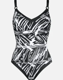 Ink Art Underwired Swimsuit - Black and White