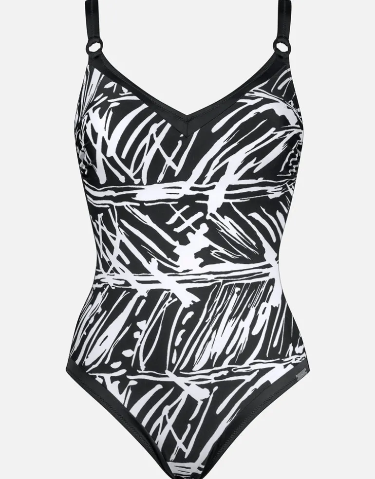 Ink Art Underwired Swimsuit - Black and White