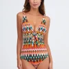 Ipanema Tie Front Swimsuit - Pink Multi
