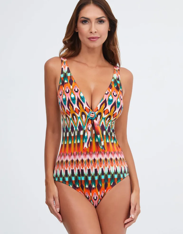 Ipanema Tie Front Swimsuit - Pink Multi