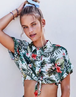 Iquitosvoil Kaimi Cropped Shirt - Sky