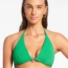 Isla Rib Halter Bikini Top - Green