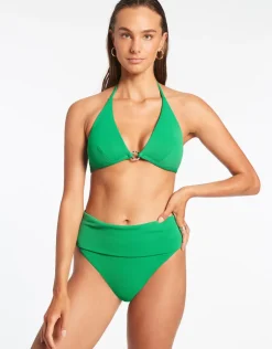 Isla Rib Halter Bikini Top - Green