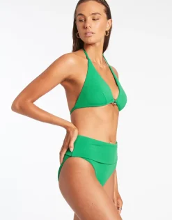 Isla Rib Halter Bikini Top - Green