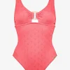 Island Nostalgia Ring Front Swimsuit - Ocean Coral