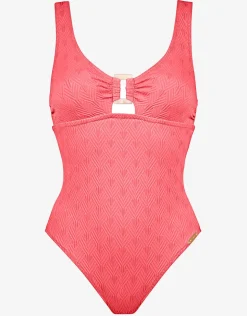 Island Nostalgia Ring Front Swimsuit - Ocean Coral