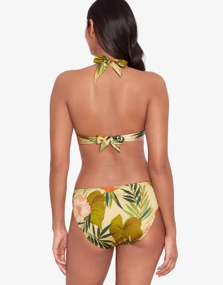 Island Tropical Rattan Ring Halter Bikini Top - Print