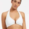 Jetset D DD U Trim Halter Bikini Top - White