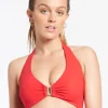 Jetset D DD U Trim Halter Bikini Top - Cherry