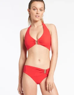 Jetset D DD U Trim Halter Bikini Top - Cherry