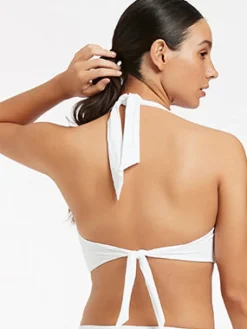 Jetset D DD U Trim Halter Bikini Top - White