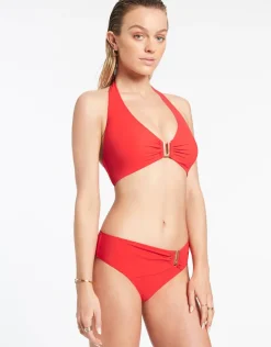 Jetset D DD U Trim Halter Bikini Top - Cherry