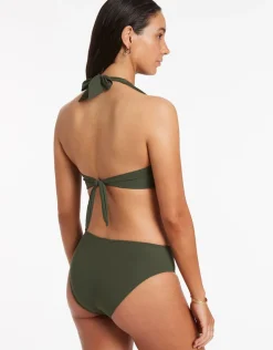 Jetset D DD U Trim Halter Bikini Top - Olive