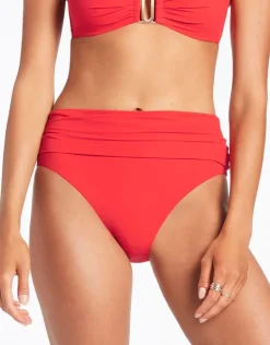 Jetset Fold Down Bikini Pant - Cherry