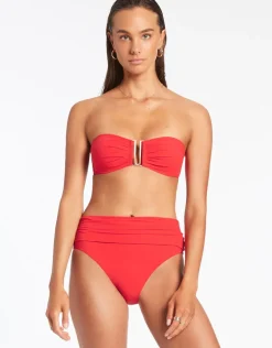 Jetset Fold Down Bikini Pant - Cherry