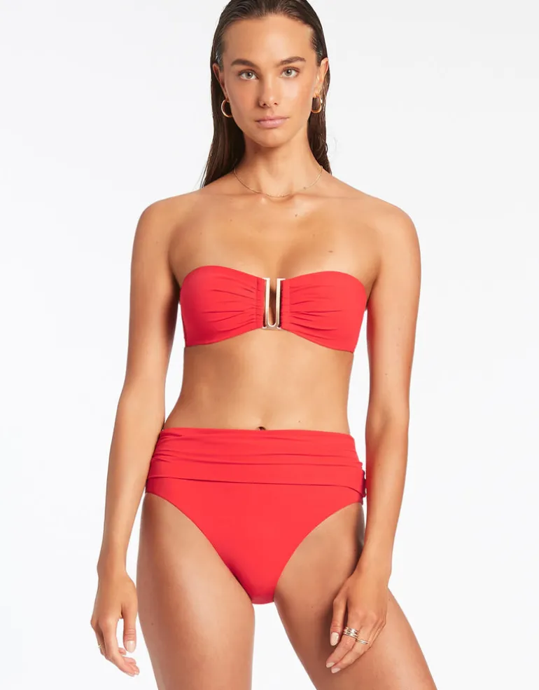 Jetset Fold Down Bikini Pant - Cherry