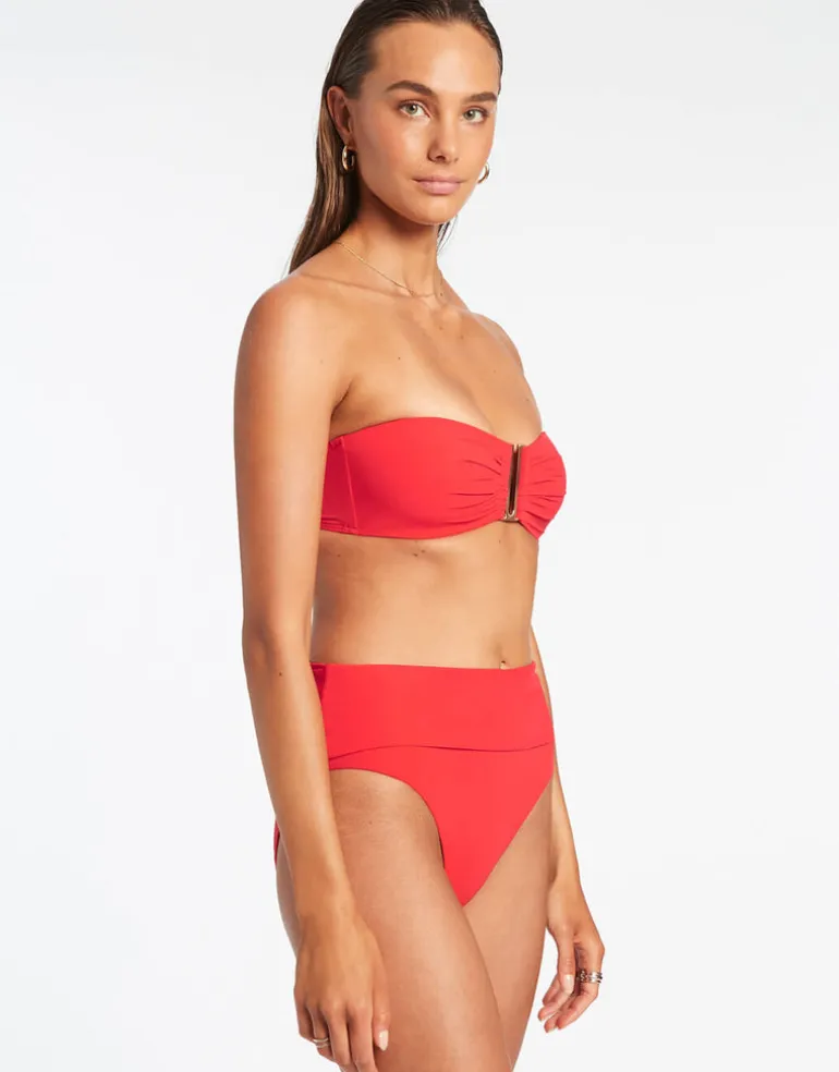 Jetset Fold Down Bikini Pant - Cherry