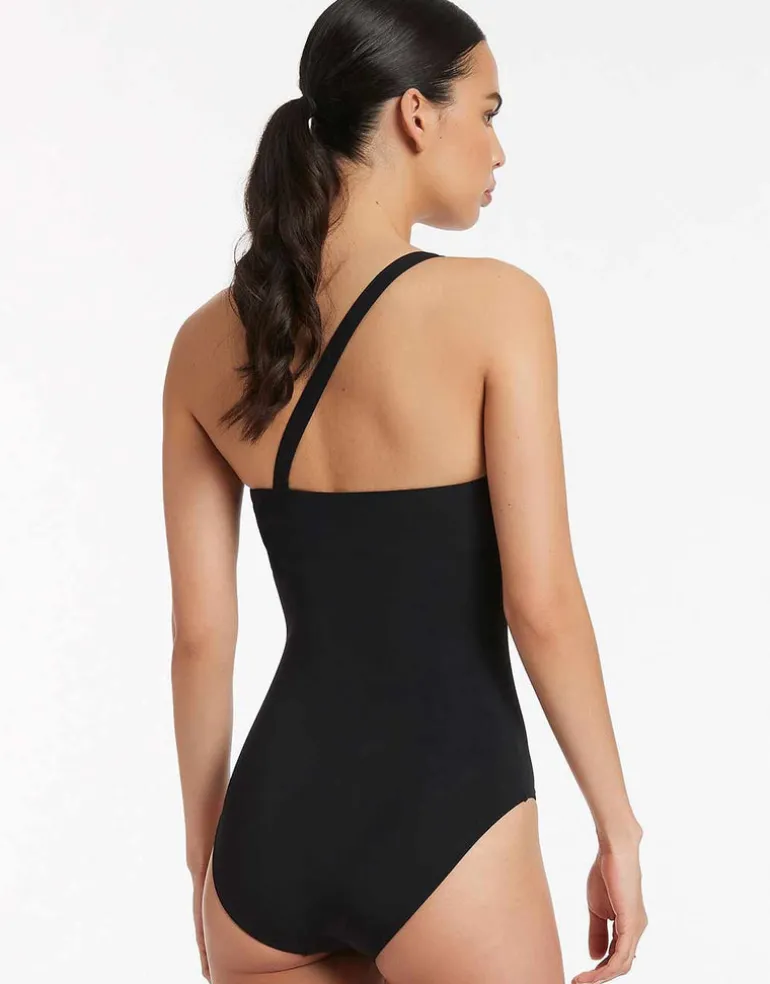 Jetset One Shoulder Swimsuit - Black