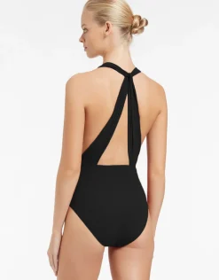 Jetset Plunge Loop Back Swimsuit - Black