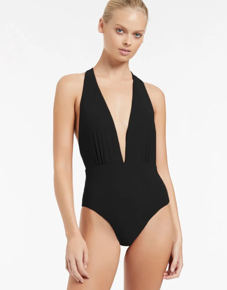 Jetset Plunge Loop Back Swimsuit - Black