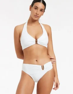 Jetset U Trim Mid Bikini Pant - White