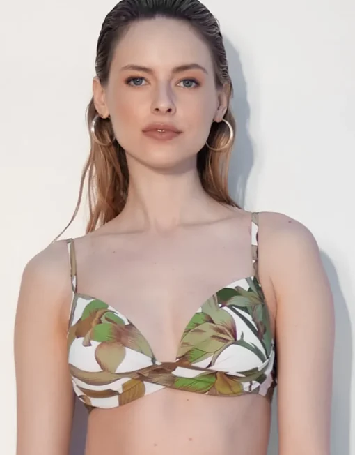 Journey Moulded Underwired Bikini Top - Cream Reed