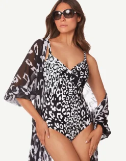 Kalina Underwired Crossover Swimsuit - Black and White