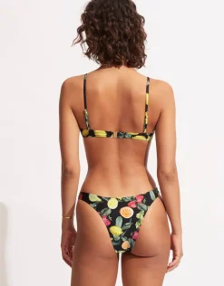 Lemoncello Drawstring Bralette Bikini Top - Black