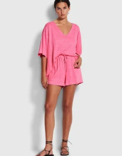 Linen Jersey Beach Short - Pink