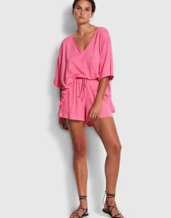 Linen Jersey Beach Short - Pink