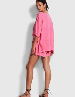 Linen Jersey Beach Short - Pink