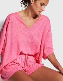 Linen Jersey Beach Short - Pink