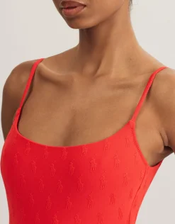 Logo Jacquard Kennedy Swimsuit - Bright Hibiscus