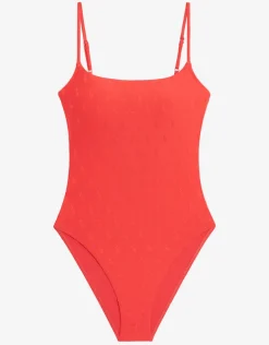 Logo Jacquard Kennedy Swimsuit - Bright Hibiscus