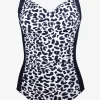 Lucille Longer Length Swimsuit - Black and Leopard