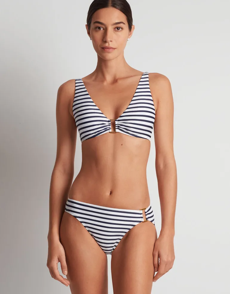 Luxe Stripe Ring Hipster Bikini Pant - Navy White