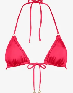 Macrame Love Triangle Bikini Top - Luscious Red