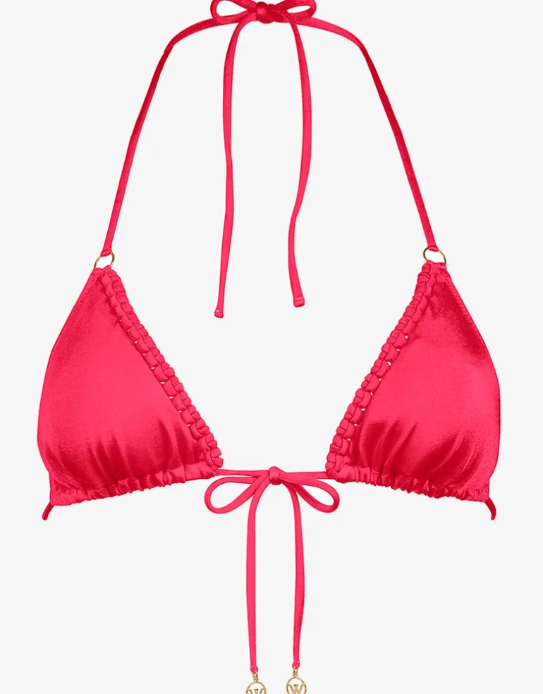 Macrame Love Triangle Bikini Top - Luscious Red