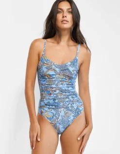 Majorelle Ruched Underwired Swimsuit - Oriental Horizon Blue