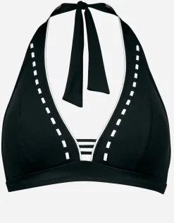 Marine Mindset Halter Bikini Top - Black and White